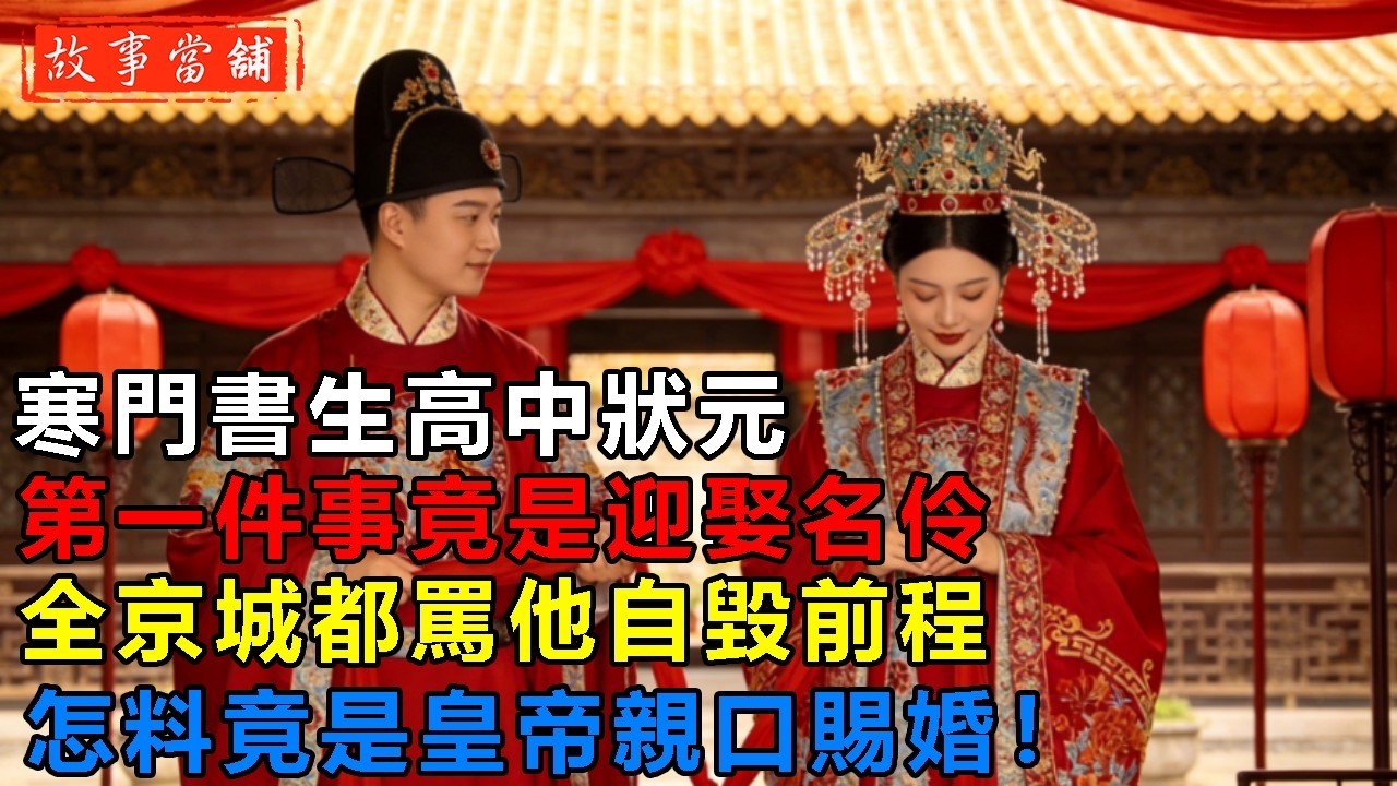 寒門書生高中狀元，第一件事竟是迎娶名伶，全京城都罵他自毀前程，怎料竟是皇帝親口賜婚！| 民間故事 | 故事當舖