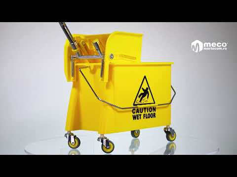 Carucior curatenie storcator profesional, separator si roti cauciuc Meco 20L - Video