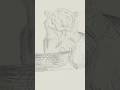 super detailed art transition drawing of a lion