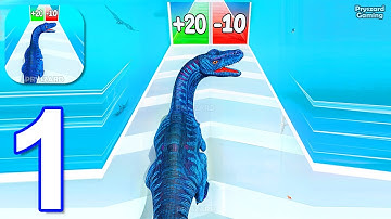 Dinosaur Run: Dino Evolution - Gameplay Walkthrough Part 1 Dino Merge Run Evolution (iOS, Android)