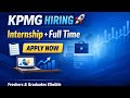 Fresher Hiring by KPMG || Hiring for freshers