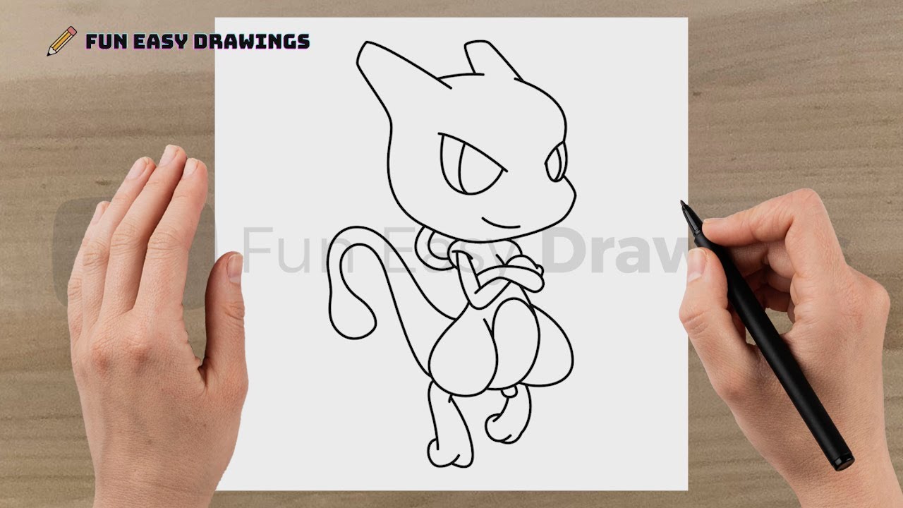 How to Draw Mewtwo Easy - Fun Easy Drawings 
