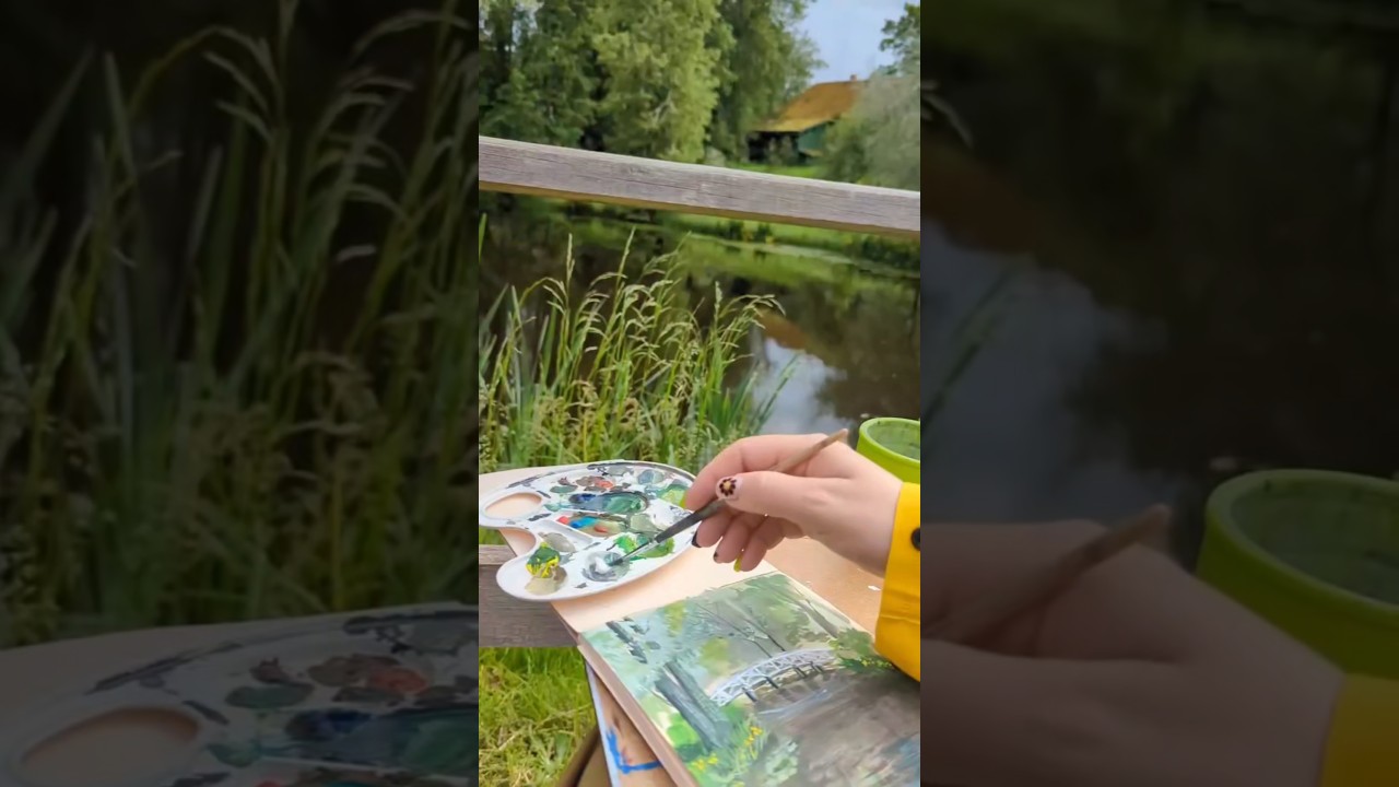 Первый опыт пленэра и сразу в дождь 🥲 Но наша компания вывозит все трудности со смехом :) 