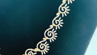 Gold plated Silver Necklace with Green beads Green stone and hanging Pearls in 925 Silver - SN120