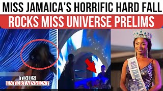 Miss Universe Jamaicas Shock Fall Caught On Camera Beauty Queen Rushed Away On Stretcher Watch