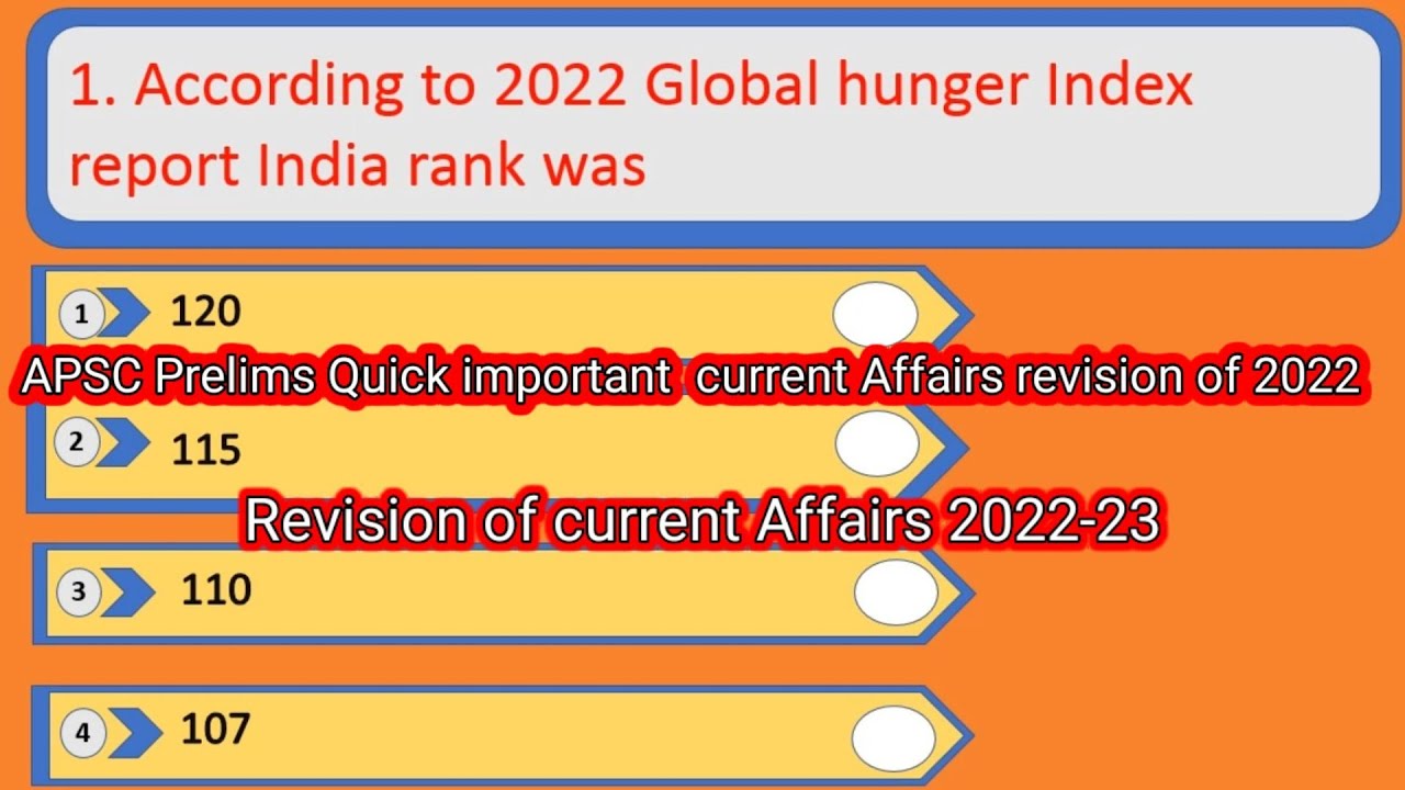 APSC Last minute quick Revision of Important Current Affairs 2022-23. # ...