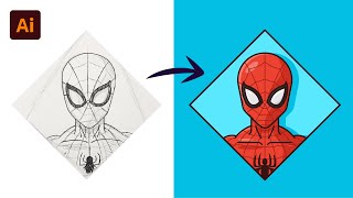 Adobe Illustrator Tutorial: Create Spiderman from Sketch (HD)
