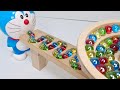 マーブルランレース☆ボーネルンドクアドリラ&HABAのくねくね木製スロープ♪そしてドラえもん☆