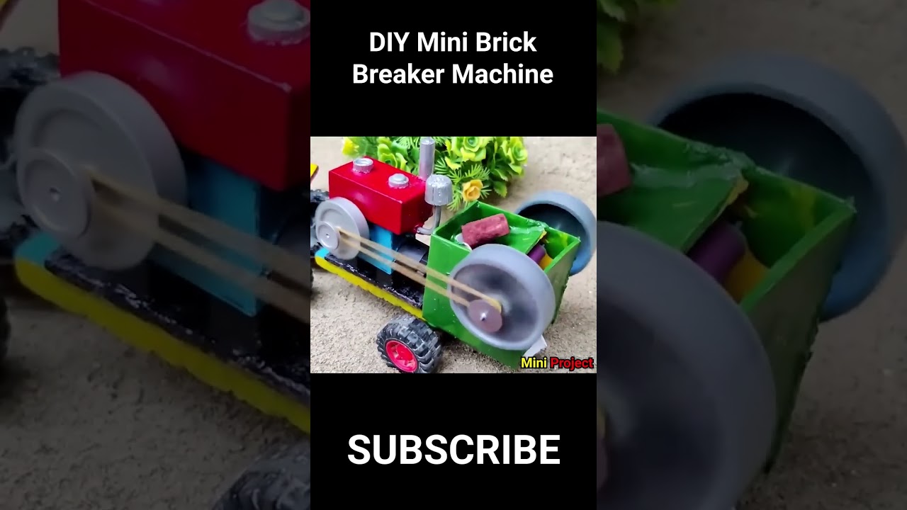 DIY Tractor mini Brick Breaker Machine Breaking Bricks 