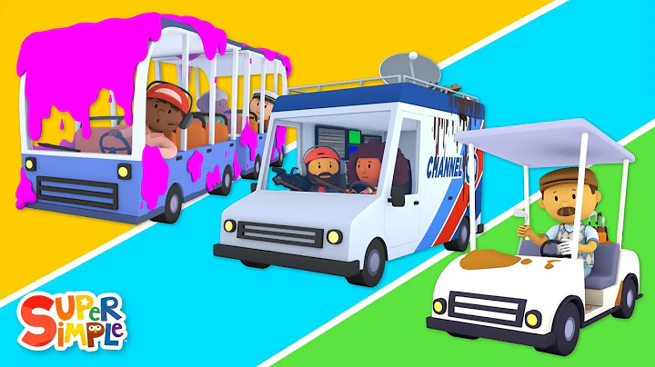 Fire Truck, Train, Golf Cart, and Space Shuttle go to Carl&#039;s Car Wash! | Cartoons for Kids