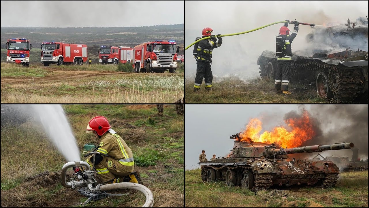 Alarmowo: 5 zastępów do pożaru czołgu na poligonie drawskim + akcja gaśnicza