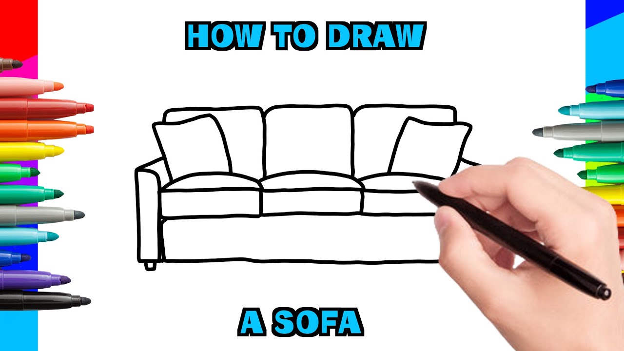 How to Draw SOFA Step by Step HAND-DRAWN 