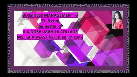 Sy b.com B.M  lecture 20 by pro. Ms Isha vyas