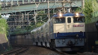 EF65 2080号機牽引E235系1000番台グリーン車J-TRAC出場甲種輸送通過　北府中駅にて　横ｸﾗF21編成、F22編成用　9771レ