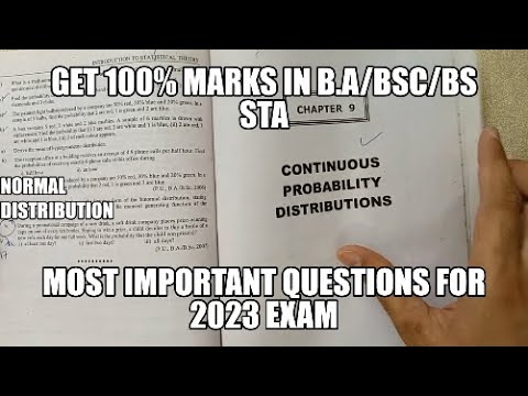 Ch#9 Continuous Probability Distribution Full Chapter Important Questions For BS/BSC Stats Exam 2023