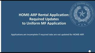 HOME-ARP Rental Application – Gap Financing Webinar