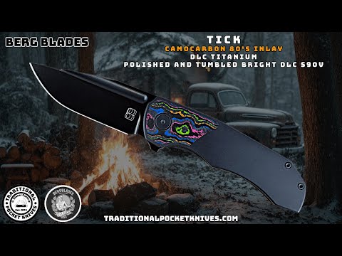 BergBlades Tick : DLC Titanium w/ CamoCarbon 80s Inlay S90V