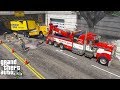 GTA 5 Real Life Mod #161 Peterbilt Wrecker Towing A Tractor Trailer That Hit A Low Clearance Bridge