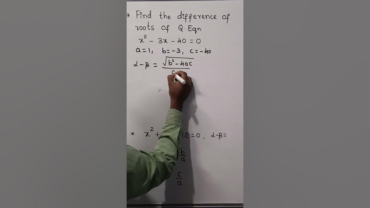Difference of roots of quadratic equation youtube