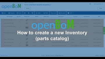 openBoM: How to create a new Inventory (parts catalog)