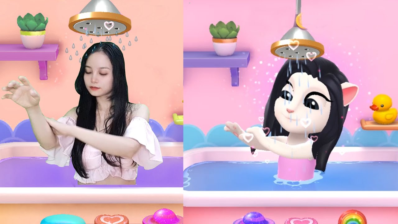 Imitate Angela to Take a Bath My Talking Angela 2 In Real Life YouTube