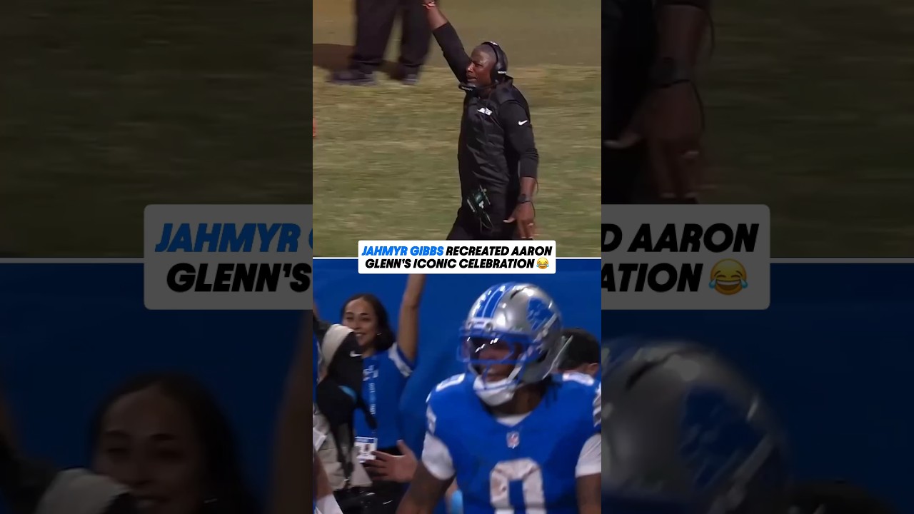 Jahmyr Gibbs gave former coach Aaron Glenn a nod with his TD celebration 😂