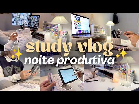 STUDY VLOG | uma noite produtiva de estudos desacumulando matéria da faculdade, motivação e ASMR
