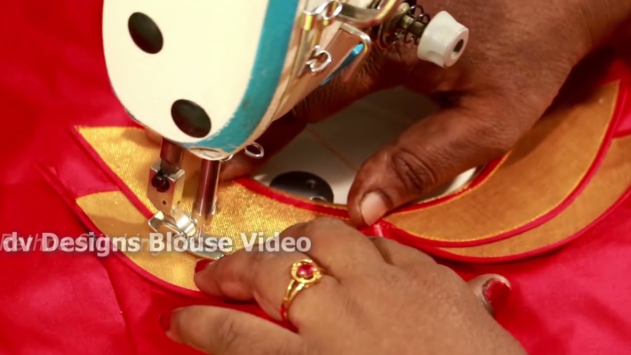 Patch work blouse design for silk cotton saree