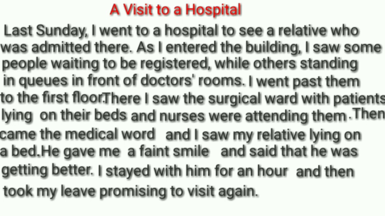 "A visit to hospital" write -up (report) for class 12th English in Hindi medium - YouTube