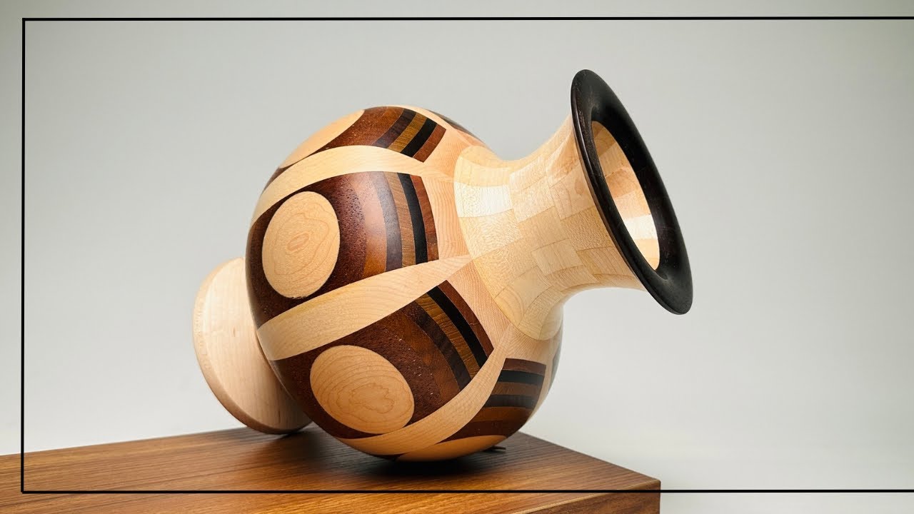 Beautiful Striped Segmented Vase | Mixed Hardwoods, woodturning