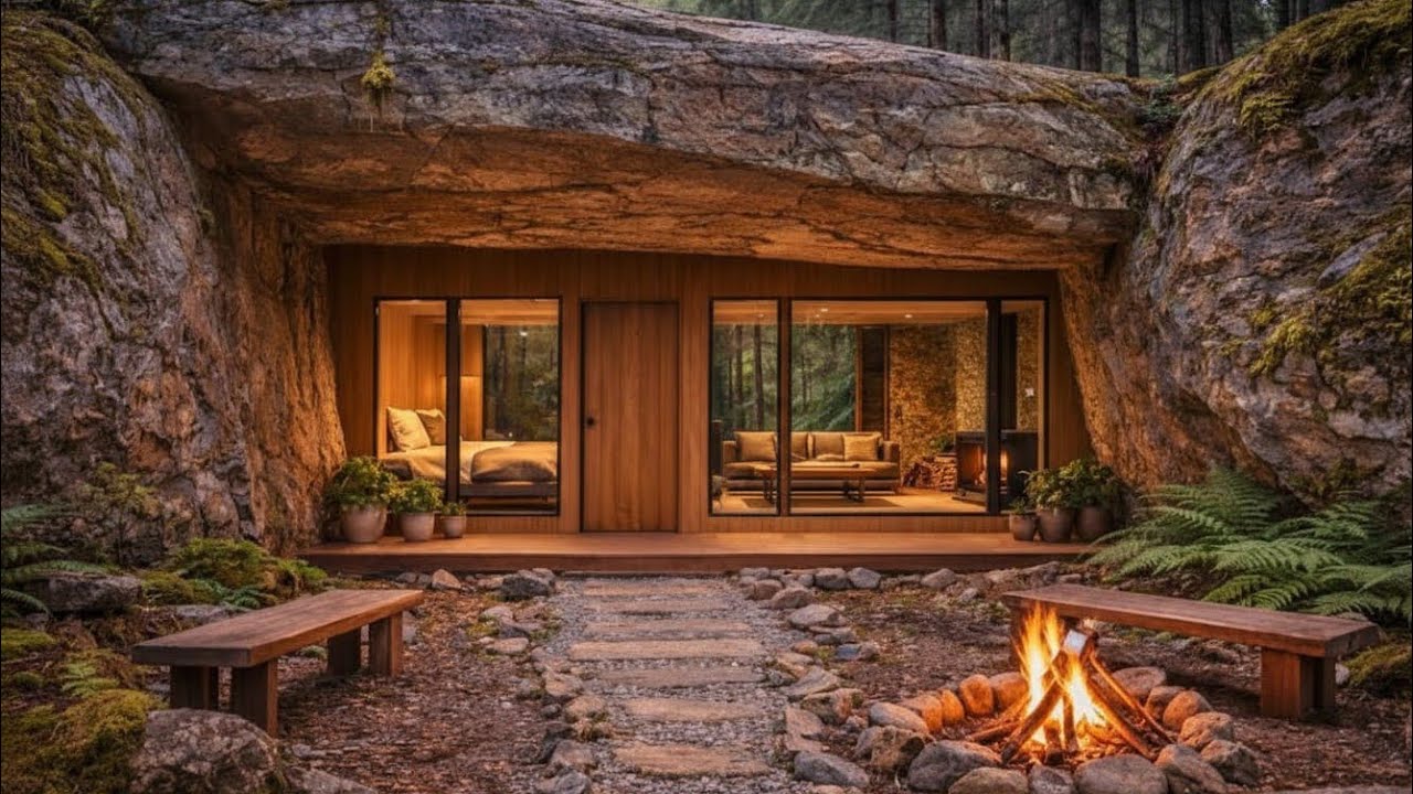 Transforming a Hidden Rock Gap into a Secret Forest Room (ASMR)