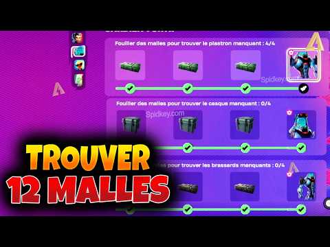 Emplacement des 12 MALLES Assemblage du Gardiens sur Fortnite