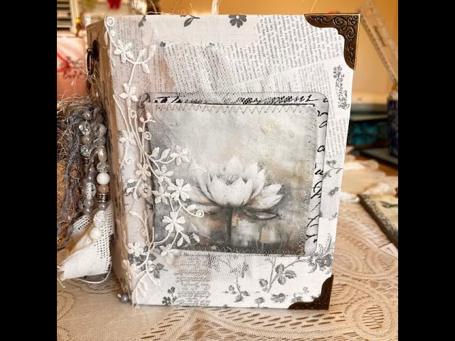 ジャンクジャーナル junk journal★ 24'ラスト★雑記帳 ★ Shades of gray and white junk-journal flip-through, vintage