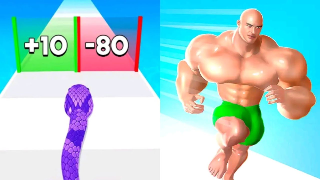 Snake Run Race VS Muscle Rush Max All Levels Gameplay Android,iOS NEW UPDATE
