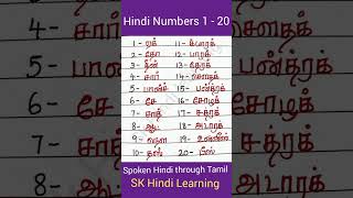 Hindi Numbers 1 to 20 | Spoken Hindi through Tamil| Spoken Hindi practice| Learn Hindi in Tamil