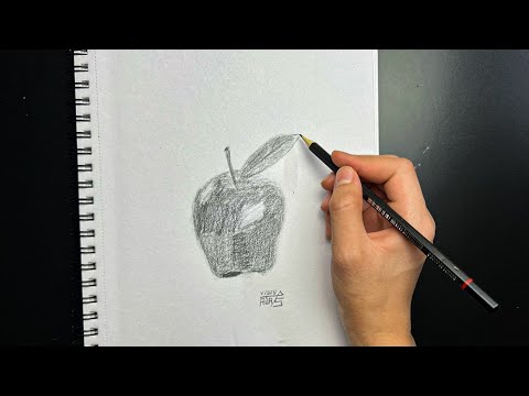 تعلم كيف ترسم التفاحة بقلم الرصاص - طبيعة صامتة الجزء الثاني