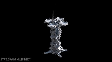Low - mid poly 3D Sci - fi building - Landing Platform