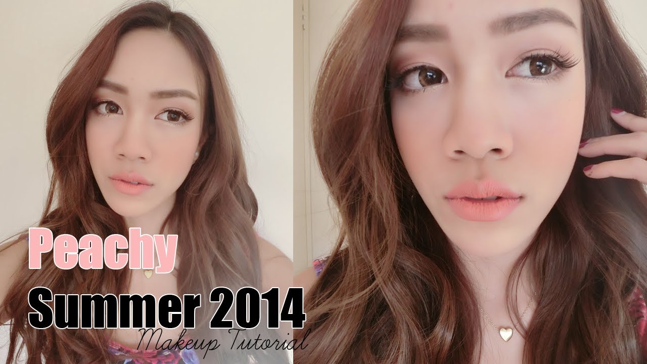 แต่งหน้าโทนส้มรับซัมเมอร์ (ไม่ใช้รองพื้น) ♡ Peachy Summer 2014 Makeup Tutorial (No foundation)