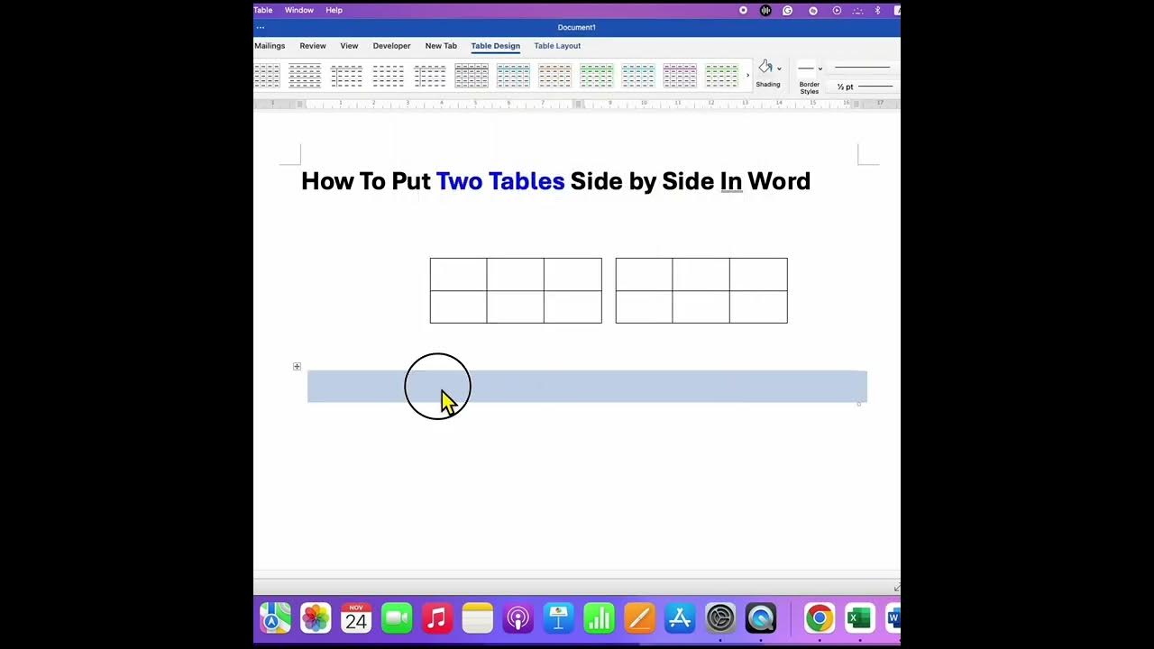 Side by side tables in word parallel tables youtube