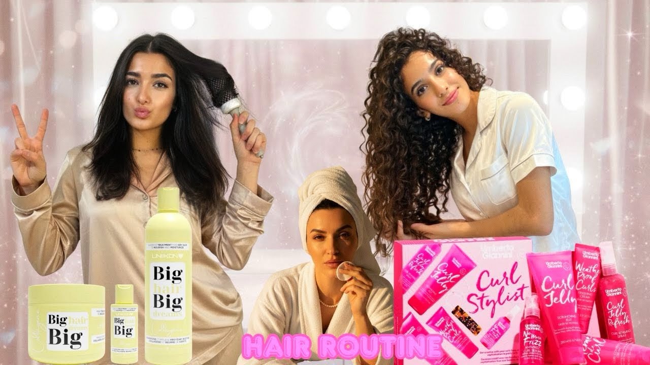 CURLY VS BRUSHING [ DEUX FILLES - DEUX ROUTINE ] #hairroutine 