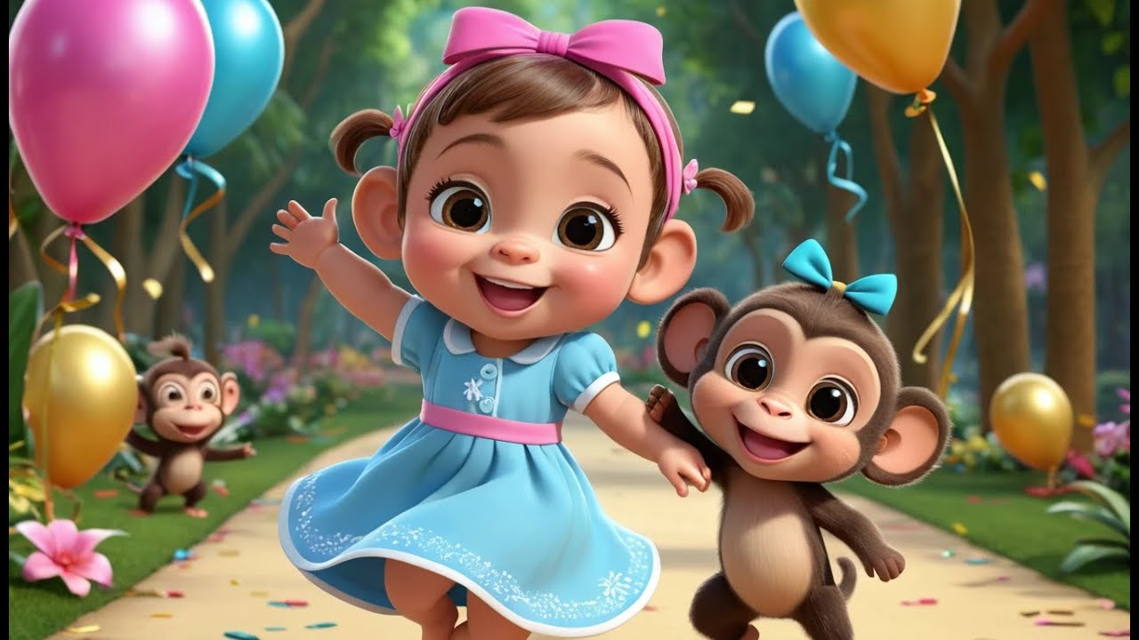 Baby Monkey Funny New Year Jump | Nursery Rhyme Song for Kids | Baby Learning Songs