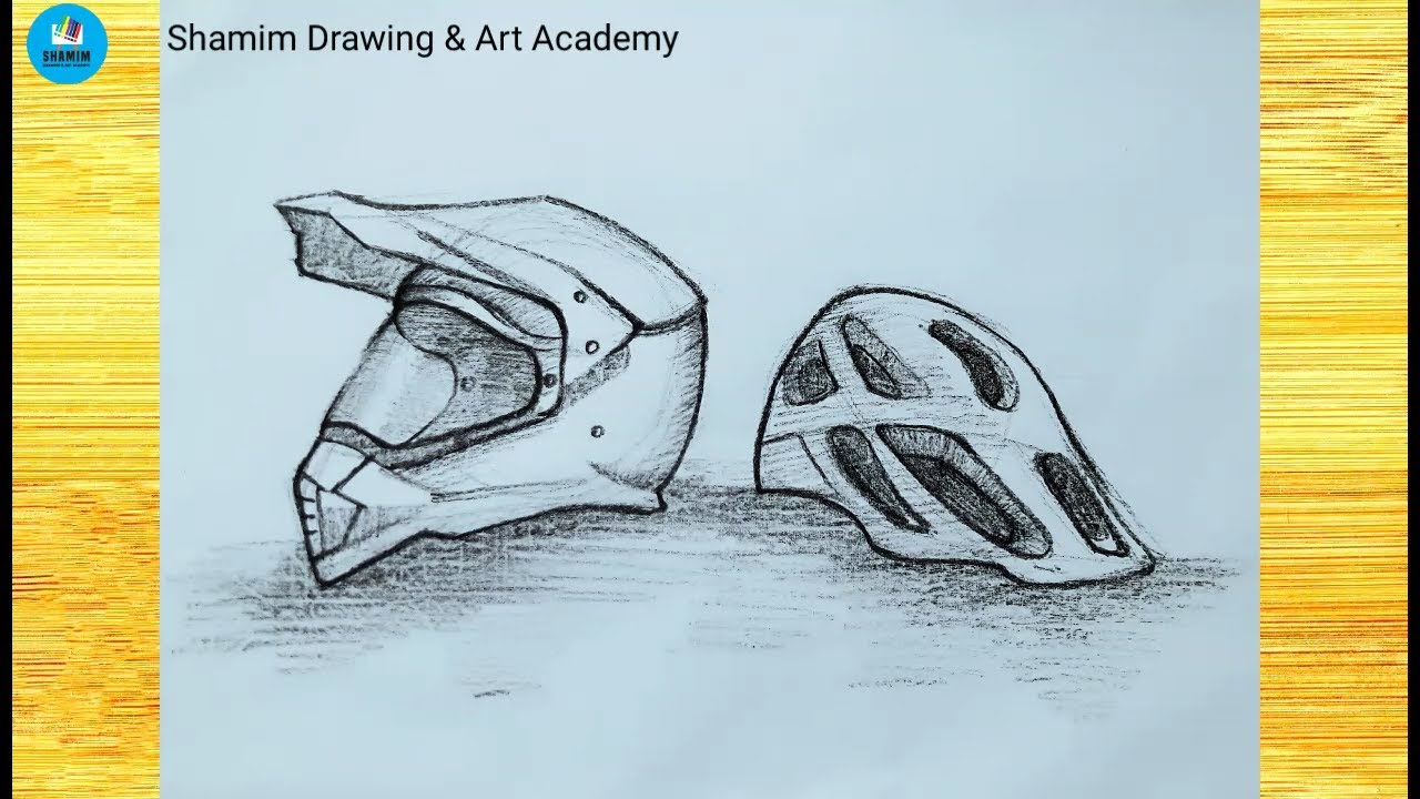 Helmet pencil sketch drawing YouTube