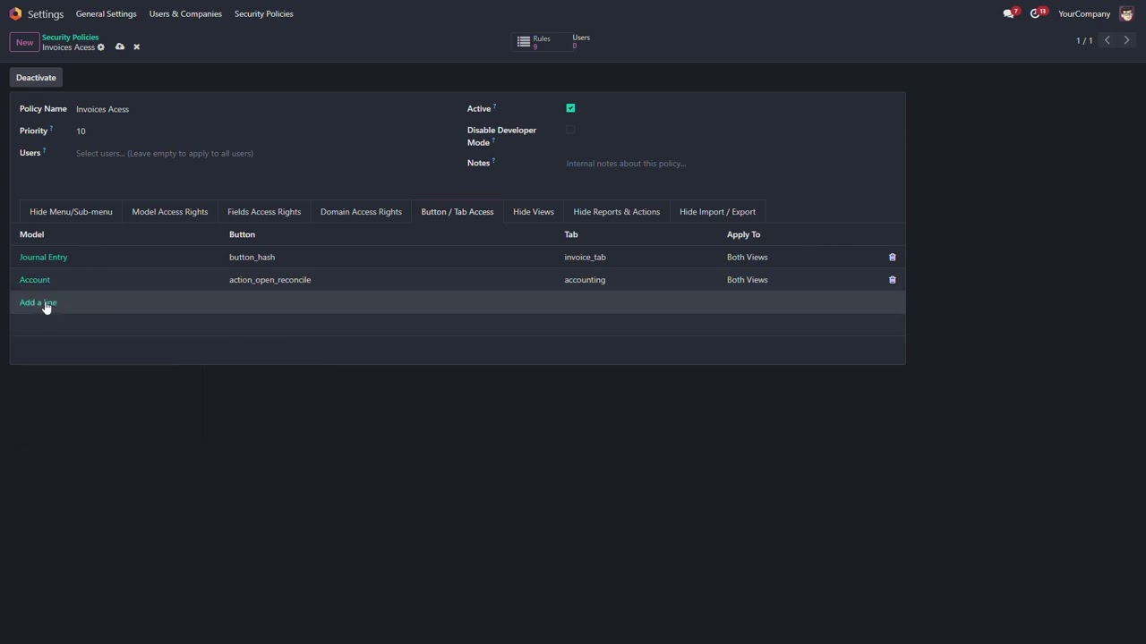 Simple Access Control (Setting Simple ) | App Odoo