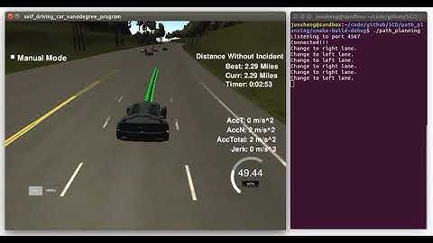 Real-time Path Planner for Highway Autonomous Driving (video playback at 4-time faster than real)