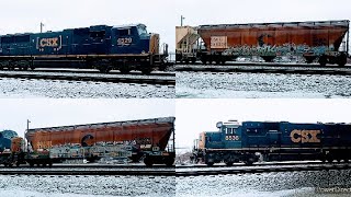 Sd50-3, Sd70Mac, and Chessie System covered hoppers