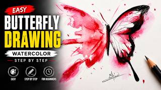 How to draw Beautiful Butterfly Drawing with Charcoal & Fabric Color | Easy Tutorial for Beginners