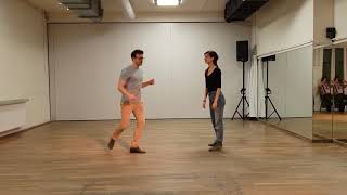 Level B West - Dolinde & Ben - Mixing Charleston footwork into 6-count & 8-count