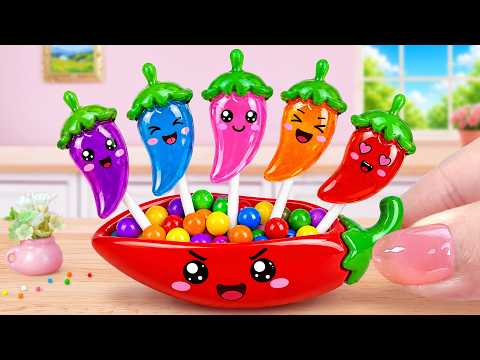 🌈 Lovely Rainbow Chili Jelly Recipe 🍬 How To Make Miniature Jelly Pops | Sweet Baking