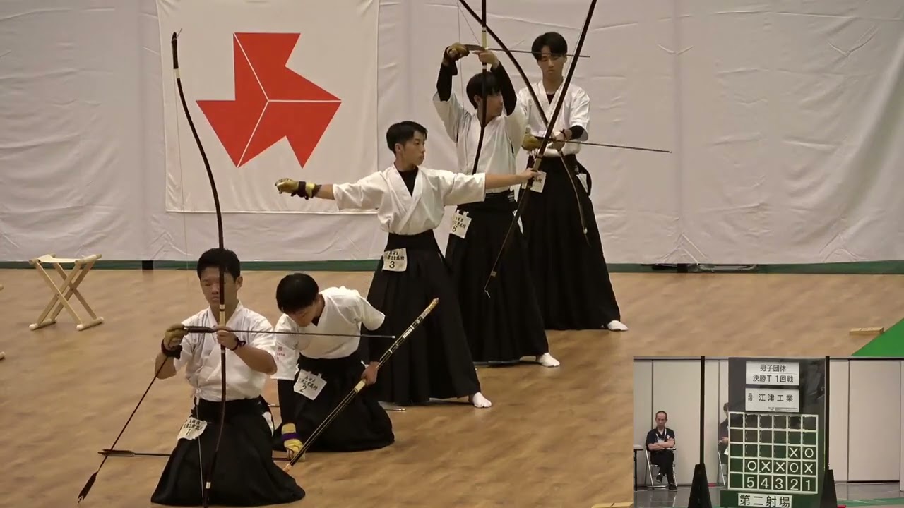 2023年IH 弓道 男子団体 1回戦 倉吉西 (鳥取) x 江津工 (島根) 第2射場