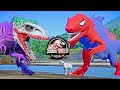 JOKER I-REX vs SPIDERMAN King Shark, SUPERMAN, BATMAN Dinosaurs Fight 🌍 JURASSIC WORLD EVOLUTION